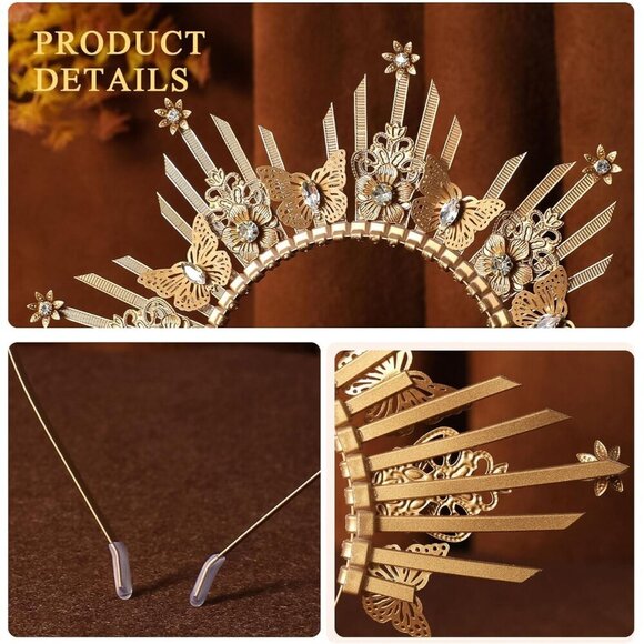 Sunburst Goddess Halo Crown Women Spiked Renaissance Halloween Costume Accessory main image 5